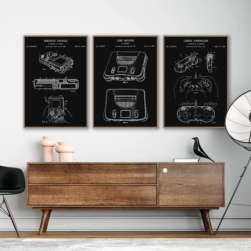 Vintage Game Console Blueprint - Gaming Console Tower recension och pris