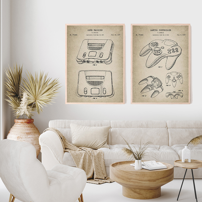 Vintage Game Console Blueprint - Gaming Console Tower recension och pris