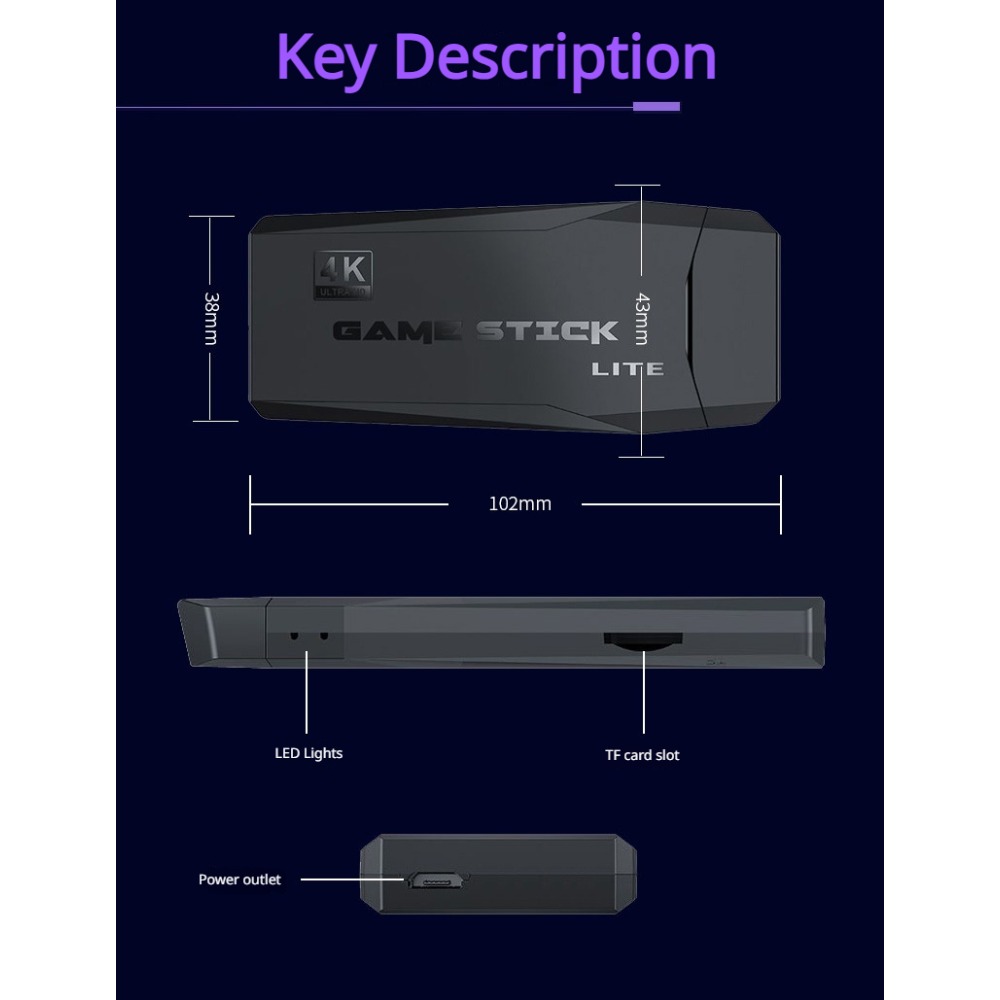Portable 4K Retro Game Stick C - Gaming Console For Sale recension och pris